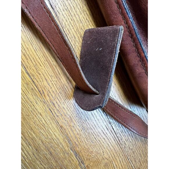 Vintage Burgundy Leather Crossbody Messenger Bag With Divider 11x13" - Picture 13 of 16